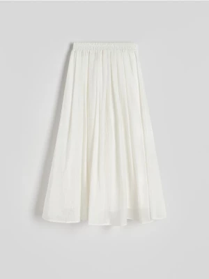 Reserved - Spódnica midi z wiskozy - złamana biel