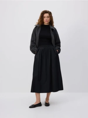 Reserved - Spódnica midi z zakładkami - czarny