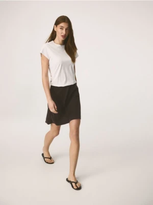 Reserved - Spódnica mini z cupro i wiskozą - ciemnobrązowy