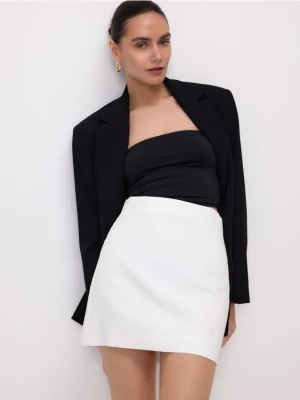 Reserved - Spódnica mini z dodatkiem lnu - złamana biel