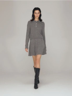 Reserved - Spódnica mini z domieszką wełny - ciemnoszary