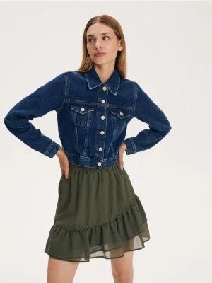 Reserved - Spódnica mini z falbaną - zielony