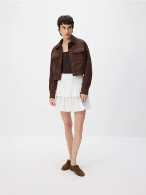 Reserved - Spódnica mini z falbanami - biały