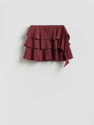 Reserved - Spódnica mini z falbanami - bordowy