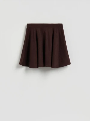 Reserved - Spódnica mini z falbanką - ciemnobrązowy