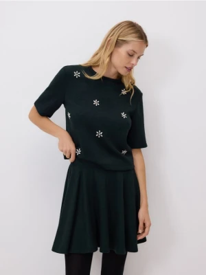 Reserved - Spódnica mini z falbanką - morski