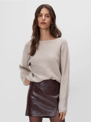 Reserved - Spódnica mini z imitacji skóry - ciemnobrązowy