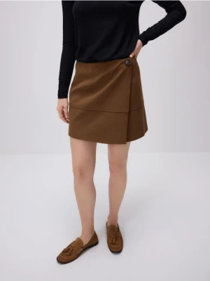 Reserved - Spódnica mini z imitacji zamszu - brązowy