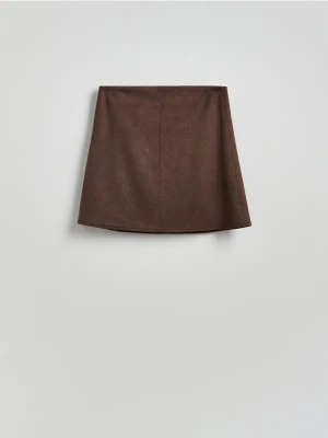 Zdjęcie produktu Reserved - Spódnica mini z imitacji zamszu - ciemnobrązowy