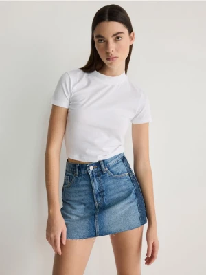 Reserved - Spódnica mini z łączonego denimu - turkusowy