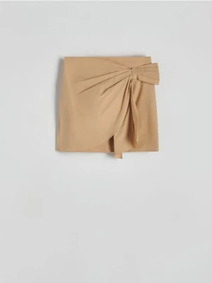 Reserved - Spódnica mini z ozdobnym marszczeniem - beżowy