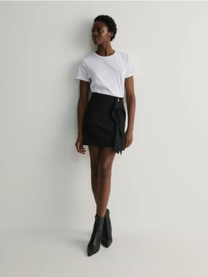 Reserved - Spódnica mini z ozdobnymi fałdami - czarny
