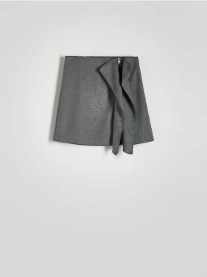 Reserved - Spódnica mini z ozdobnymi fałdami - jasnoszary