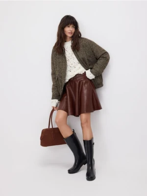 Reserved - Spódnica mini z paskiem - brązowy