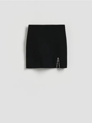 Reserved - Spódnica mini z rozcięciem - czarny