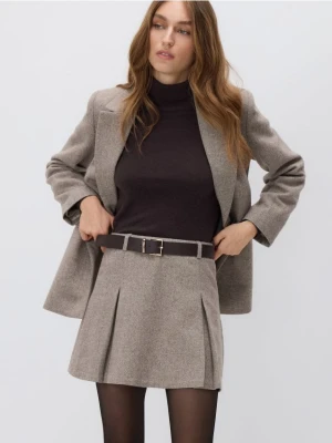 Reserved - Spódnica mini z wełną - beżowy