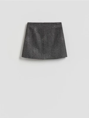 Reserved - Spódnica mini z wełną - jasnoszary