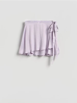 Reserved - Spódnica mini z wiązaniem - lawendowy