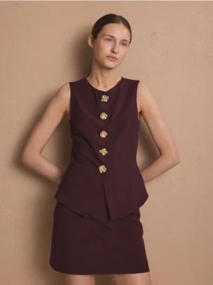 Reserved - Spódnica mini z wiskozą - burgundowy