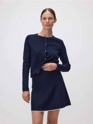 Reserved - Spódnica mini z wiskozą - granatowy