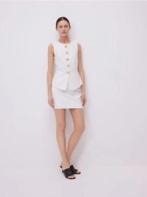 Reserved - Spódnica mini z wiskozą - złamana biel