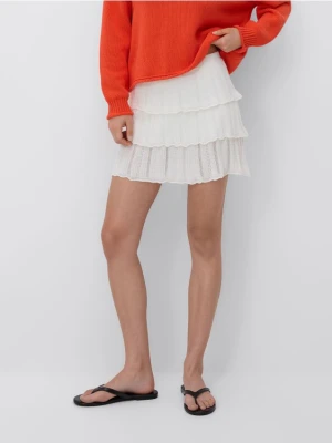Reserved - Spódnica mini z wiskozą - złamana biel