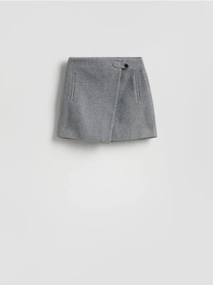 Reserved - Spódnica mini z zakładką - ciemnoszary