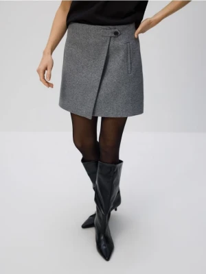 Reserved - Spódnica mini z zakładką - ciemnoszary