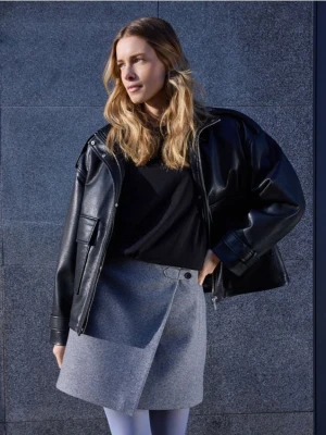 Reserved - Spódnica mini z zakładką - ciemnoszary