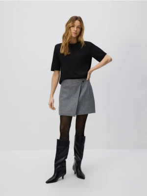 Reserved - Spódnica mini z zakładką - ciemnoszary