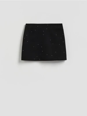 Reserved - Spódnica mini ze strassem - czarny