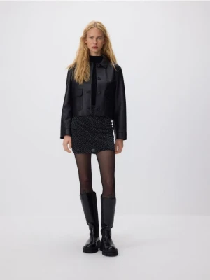 Reserved - Spódnica mini ze strassem - czarny