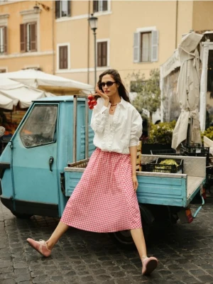 Reserved - Spódnica w kratę vichy - brudny róż