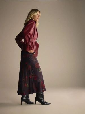 Reserved - Spódnica w róże - ciemnofioletowy