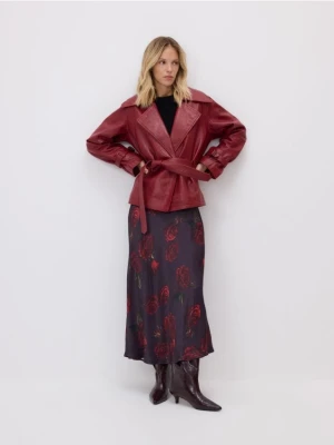 Reserved - Spódnica w róże - ciemnofioletowy