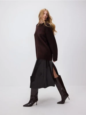 Reserved - Spódnica w zwierzęcy wzór - ciemnobrązowy