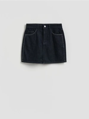 Reserved - Spódnica z aplikacją - granatowy