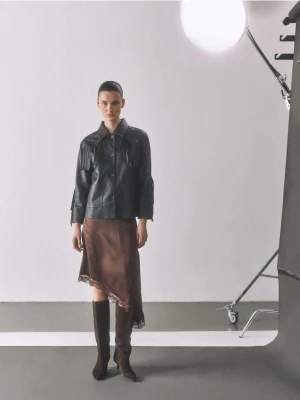 Reserved - Spódnica z asymetrycznym dołem - ciemnobrązowy