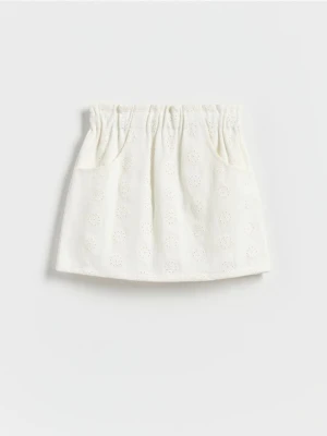 Reserved - Spódnica z ażurowym wzorem - złamana biel