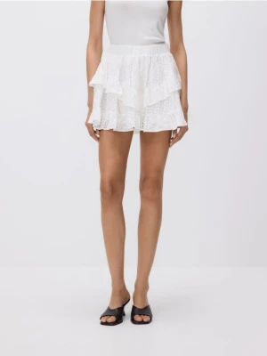 Zdjęcie produktu Reserved - Spódnica z ażurowymi wstawkami - złamana biel