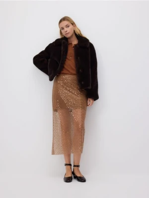 Reserved - Spódnica z cekinami - brązowy