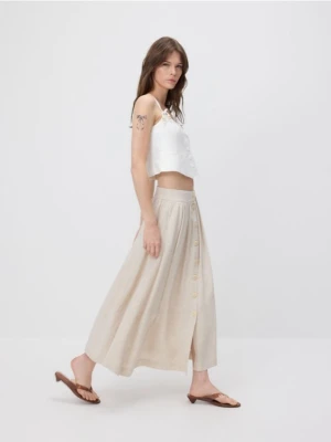 Reserved - Spódnica z dodatkiem lnu - beżowy
