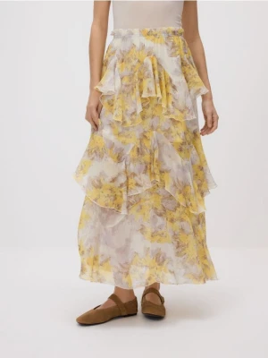Reserved - Spódnica z falbanami - jasnożółty