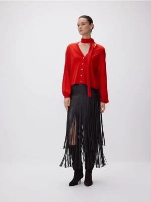 Zdjęcie produktu Reserved - Spódnica z frędzlami - ciemnobrązowy