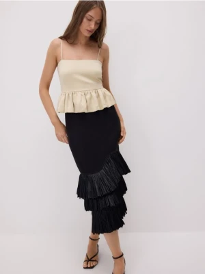 Reserved - Spódnica z frędzlami z naturalnej rafii - czarny