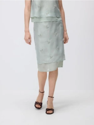 Reserved - Spódnica z haftem - miętowy