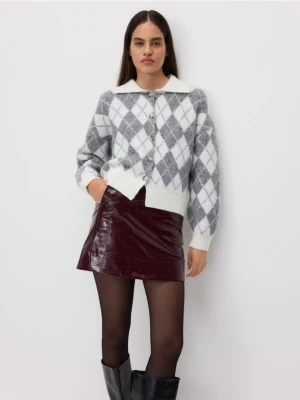 Reserved - Spódnica z imitacji skóry - bordowy