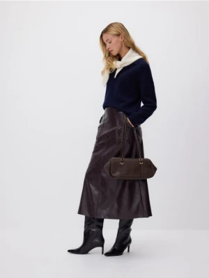 Reserved - Spódnica z imitacji skóry - bordowy