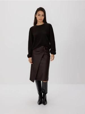 Reserved - Spódnica z imitacji skóry - ciemnobrązowy