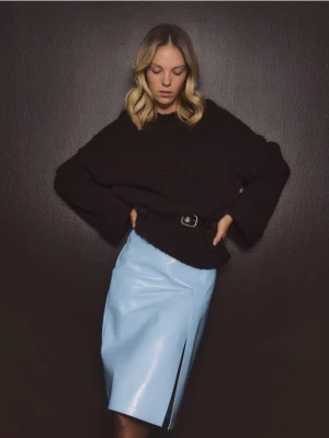 Reserved - Spódnica z imitacji skóry - jasnoniebieski